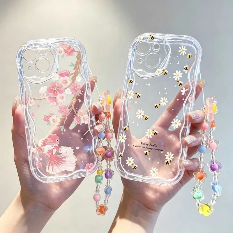 Cute Smile bee Flower Wrist St - огляд і ціна Cute Cartoon Wrist Strap Silicone Case