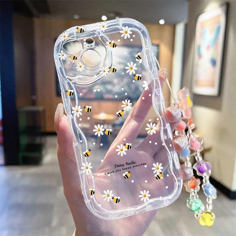 Cute Smile bee Flower Wrist St - огляд і ціна Cute Cartoon Wrist Strap Silicone Case